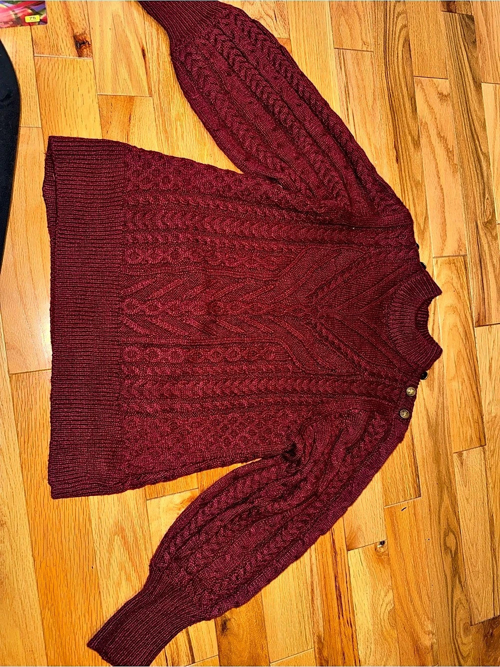 City Chic Cable Knit Sweater in Burgundy - Size XL